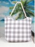 Checker Print Canvas Tote Bag